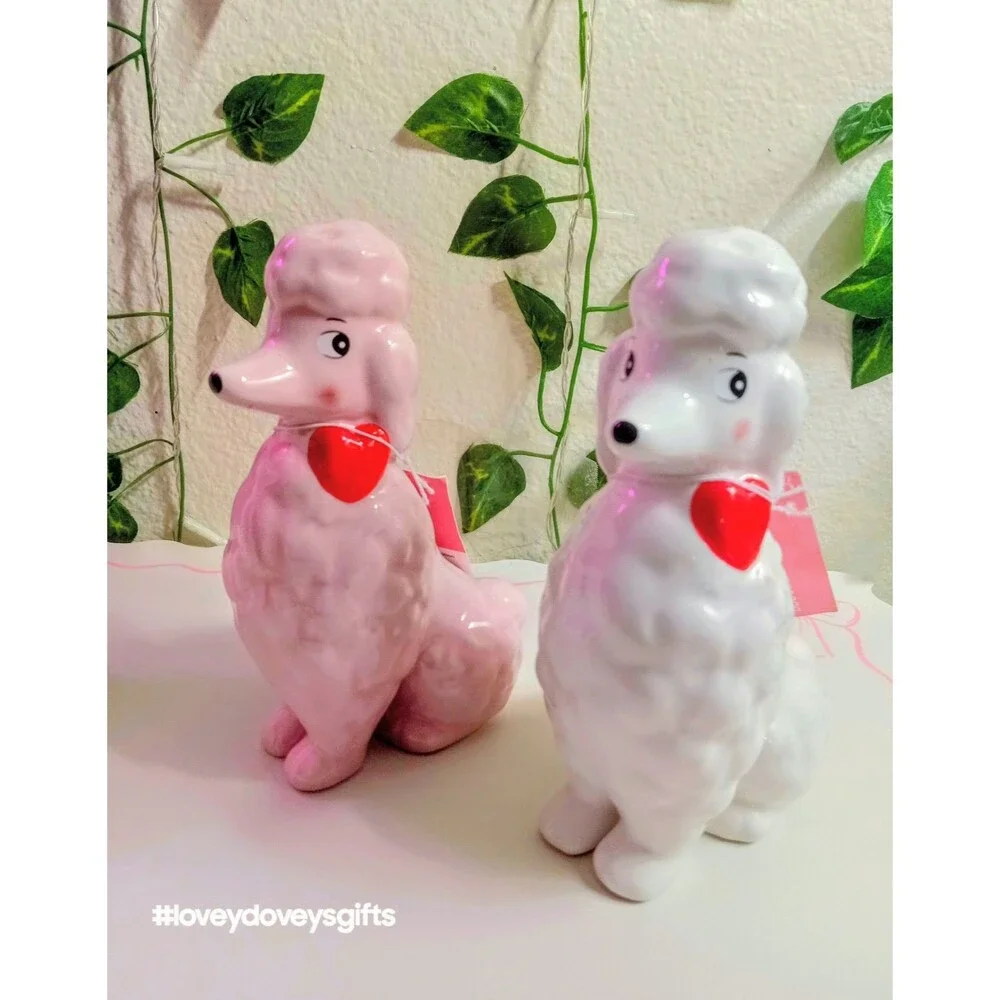 Target Valentine Decor Bundle Pink Marbled Heart Candle Holder Poodle Sign Set